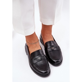 Mocasillas de mujer elegantes hechas de cuero natural de Vinceza 18100 Negro 5