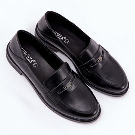 Mocasillas de mujer elegantes hechas de cuero natural de Vinceza 18100 Negro 8