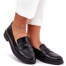 Mocasillas de mujer elegantes hechas de cuero natural de Vinceza 18100 Negro 9