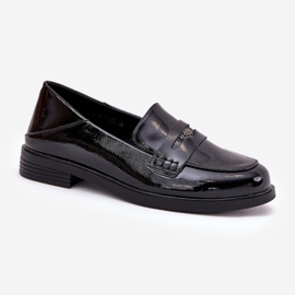 Elegantes mocasines de mujeres barnizadas hechas de cuero Vinceza natural 18100 Negro 4