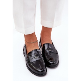 Elegantes mocasines de mujeres barnizadas hechas de cuero Vinceza natural 18100 Negro 5