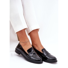 Elegantes mocasines de mujeres barnizadas hechas de cuero Vinceza natural 18100 Negro 6