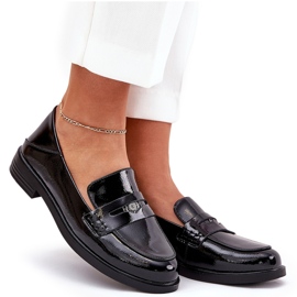 Elegantes mocasines de mujeres barnizadas hechas de cuero Vinceza natural 18100 Negro 8