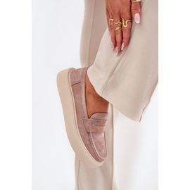 Moccasines de gamuza para mujeres en la plataforma beige Vinceza 79535 3