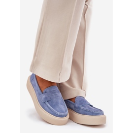 Mocasins de gamuza para mujeres en la plataforma azul Vinceza 79535 1