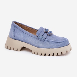 Mocasines de gamuza para mujeres con alfileres Bear Vinceza 79533 Azul 4