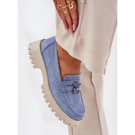 Mocasines de gamuza para mujeres con alfileres Bear Vinceza 79533 Azul 5