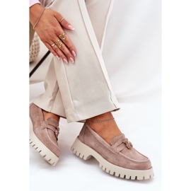 Mocasines de gamuza para mujeres con alfileres Bear Vinceza 79533 beige 5