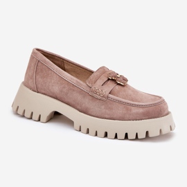 Mocasines de gamuza para mujeres con alfileres Bear Vinceza 79533 beige 4