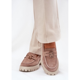 Mocasines de gamuza para mujeres con alfileres Bear Vinceza 79533 beige 3
