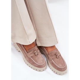 Mocasines de gamuza para mujeres con alfileres Bear Vinceza 79533 beige 6