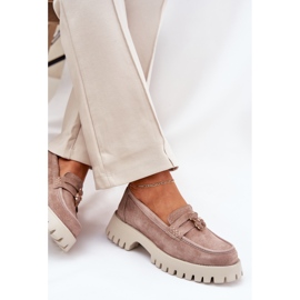 Mocasines de gamuza para mujeres con alfileres Bear Vinceza 79533 beige 7