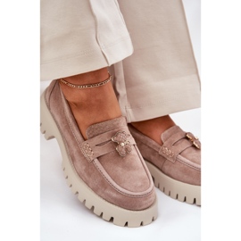 Mocasines de gamuza para mujeres con alfileres Bear Vinceza 79533 beige 8