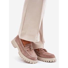 Mocasines de gamuza para mujeres con alfileres Bear Vinceza 79533 beige 1