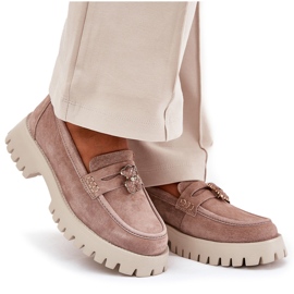 Mocasines de gamuza para mujeres con alfileres Bear Vinceza 79533 beige 9