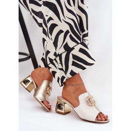 Elegantes tacones de cuero Laura Messi 2875 Beige-Gold 5