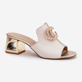 Elegantes tacones de cuero Laura Messi 2875 Beige-Gold 4