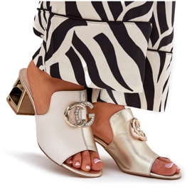 Elegantes tacones de cuero Laura Messi 2875 Beige-Gold 7