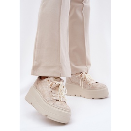 Zapatillas de deporte de cuero en la plataforma Chebello 4658 Zloty dorado 2