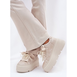 Zapatillas de deporte de cuero en la plataforma Chebello 4658 Zloty dorado 3