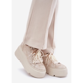 Zapatillas de deporte de cuero en la plataforma Chebello 4658 Zloty dorado 1