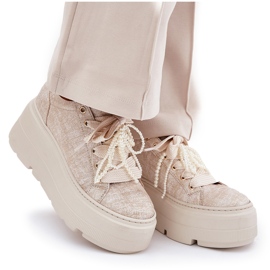 Zapatillas de deporte de cuero en la plataforma Chebello 4658 Zloty dorado 7