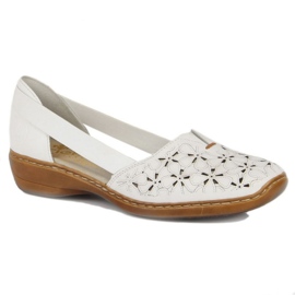 Rieker W RKR442B Zapatos piel calada blanco 24