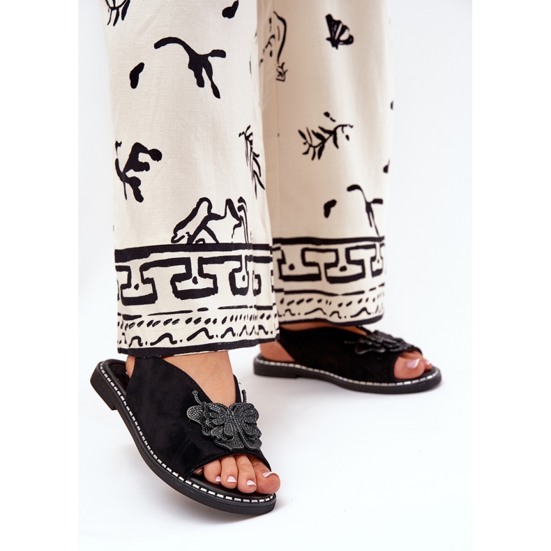 Jezzi Sandalias de mujer con una decoración negra con una decoración negra negro 2