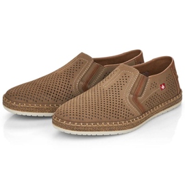 Zapatos de piel calados Rieker M RKR503A, beige 21