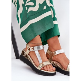 S.Barski Sandalias de cuero para mujeres CR51-135 de oro y plata dorado 6