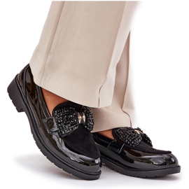Mocasines de mujer pintados con un arco S.Barski Hy51-319 Negro 9