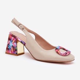 S.Barski Sandalias de cuero para mujeres en el beige CR51-002 3