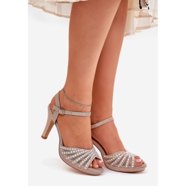 S. BARSKI Sandalias en un alfiler con decoración y brillo MR1038-33 Champán rosa 1