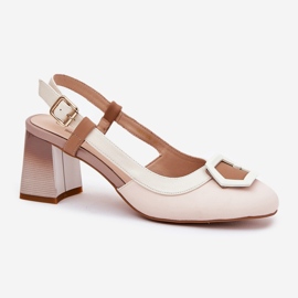 S.Barski Sandalias de mujer de cuero Elegantes en el Pilar Beige CR51-569 3