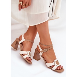 S.Barski Elegantes sandalias de cuero para mujeres en el pilar beige CR51-570 7