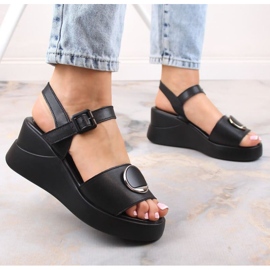 Sandalias con cuña de piel Filippo W DS4411 negro 8