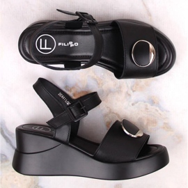 Sandalias con cuña de piel Filippo W DS4411 negro 10