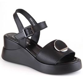 Sandalias con cuña de piel Filippo W DS4411 negro 11