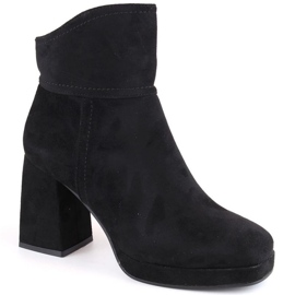 Botines de ante con tacón alto y plataforma, aislantes M.Daszyński W SAN24A, negro 10