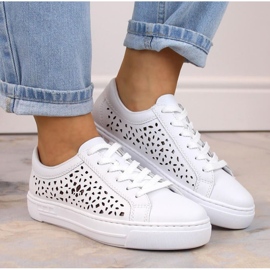 Zapatos cómodos de piel Rieker W RKR641 blanco 27