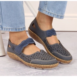 Rieker W RKR648 Zapatos calados piel azul 13