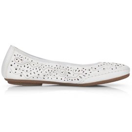 Zapatos cómodos de piel calados Rieker W RKR649, blanco 24