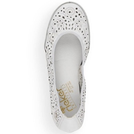 Zapatos cómodos de piel calados Rieker W RKR649, blanco 25
