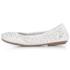 Zapatos cómodos de piel calados Rieker W RKR649, blanco 27
