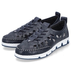 Zapatos de piel calados Rieker W RKR652, azul marino 36