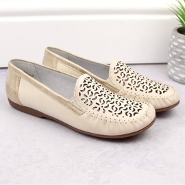 Zapatos cómodos de piel calados Rieker W RKR658, beige 20