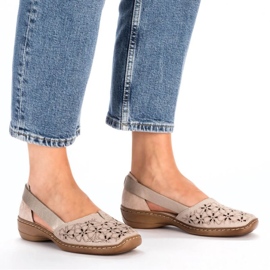 Zapatos cómodos de piel Rieker W RKR442C, beige 30