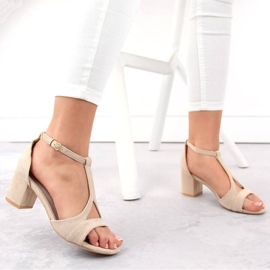 Potocki W WOL224B sandalias de tacón en ante, beige 9