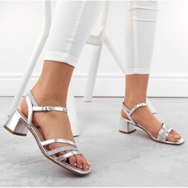 Sandalias tacón Sergio Leone W SK434A charol plateado 9