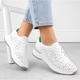 Zapatos cómodos de piel Rieker W RKR692 blanco 19